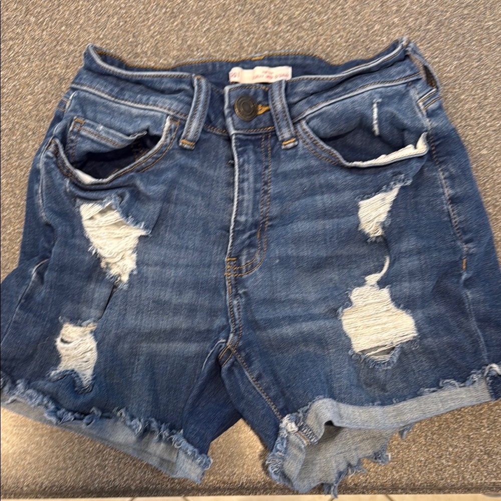 Distressed Blue Denim Shorts
